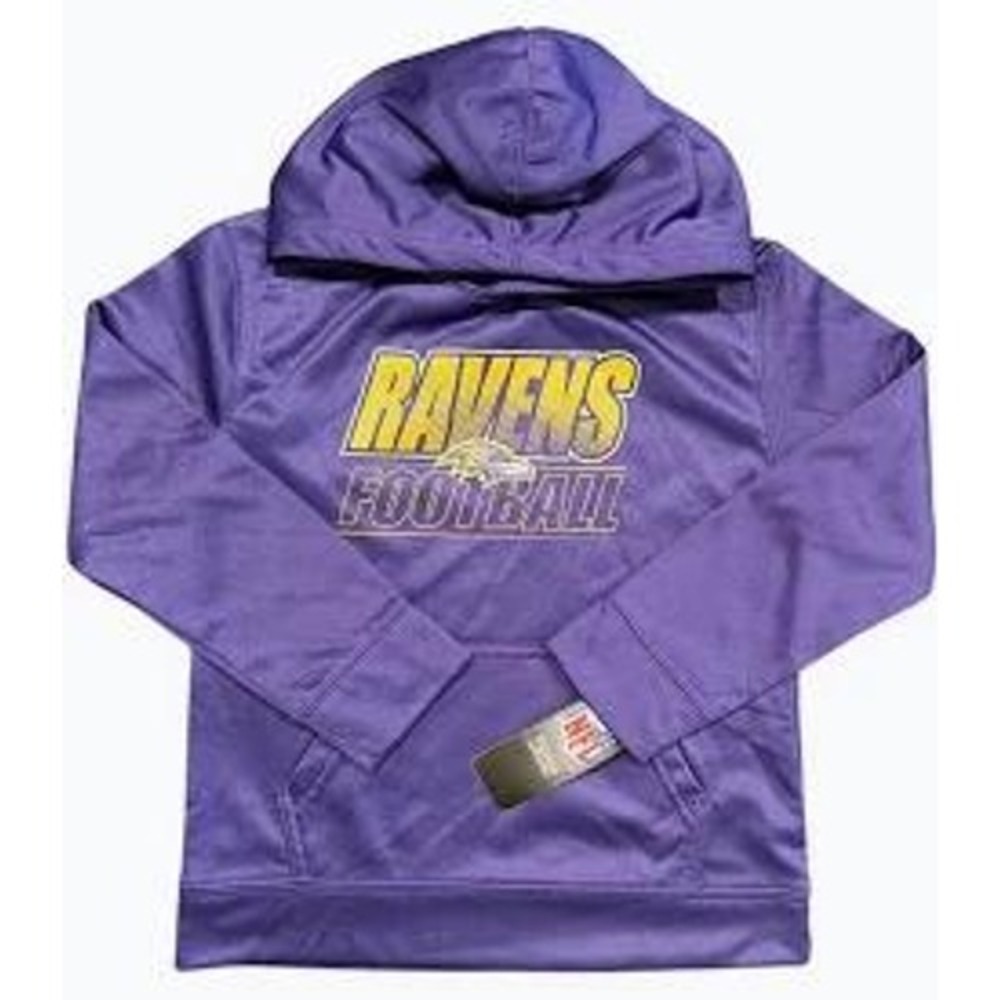 NFL Team Apparel Baltimore Ravens Football Pullover Hoodie Kids M 10/12 Purple